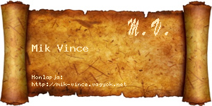 Mik Vince névjegykártya